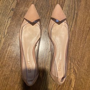 Schutz nude and clear flats